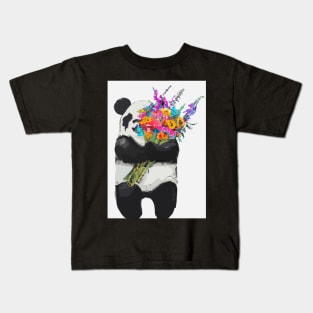 Panda with Bouquet Kids T-Shirt